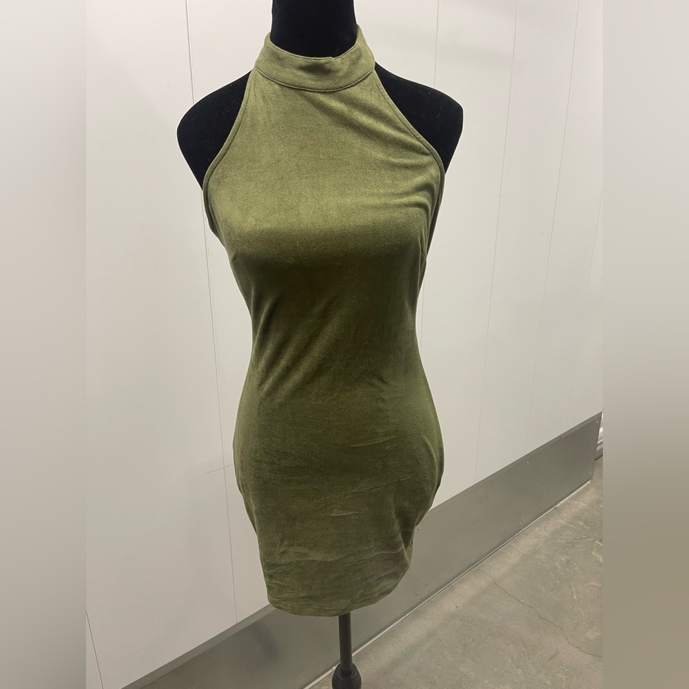 bebe Olive Halter Mini Dress